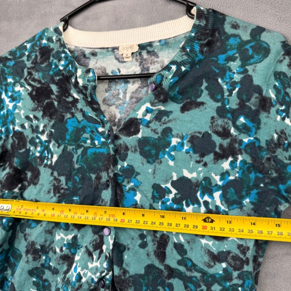 J. Crew Women's Cardigan Sweater Size S Blue Green Floral Button Front - Picture 4 of 5